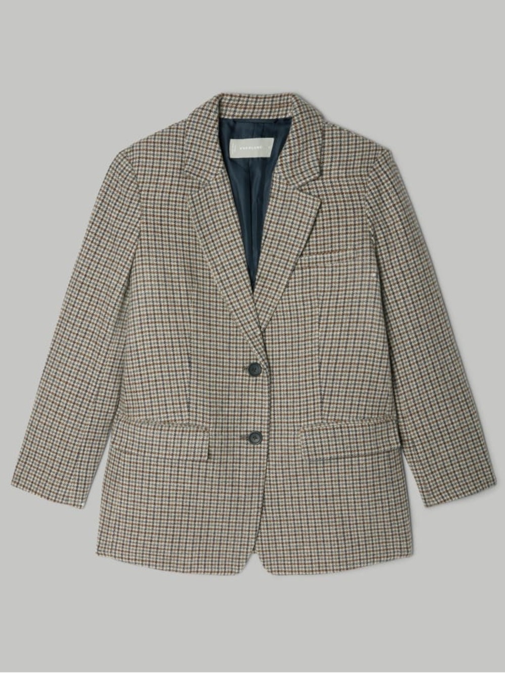 Everlane The Oversized Wool Blazer in Pewter Houndstooth